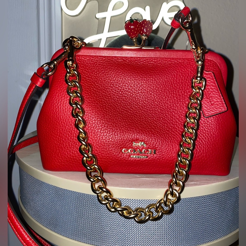 coach nora kisslock strawberry crossbody sold out